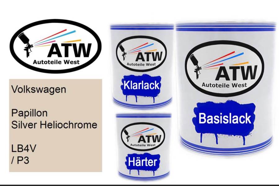 Volkswagen, Papillon Silver Heliochrome, LB4V / P3: 1L Lackdose + 1L Klarlack + 500ml Härter - Set, von ATW Autoteile West.